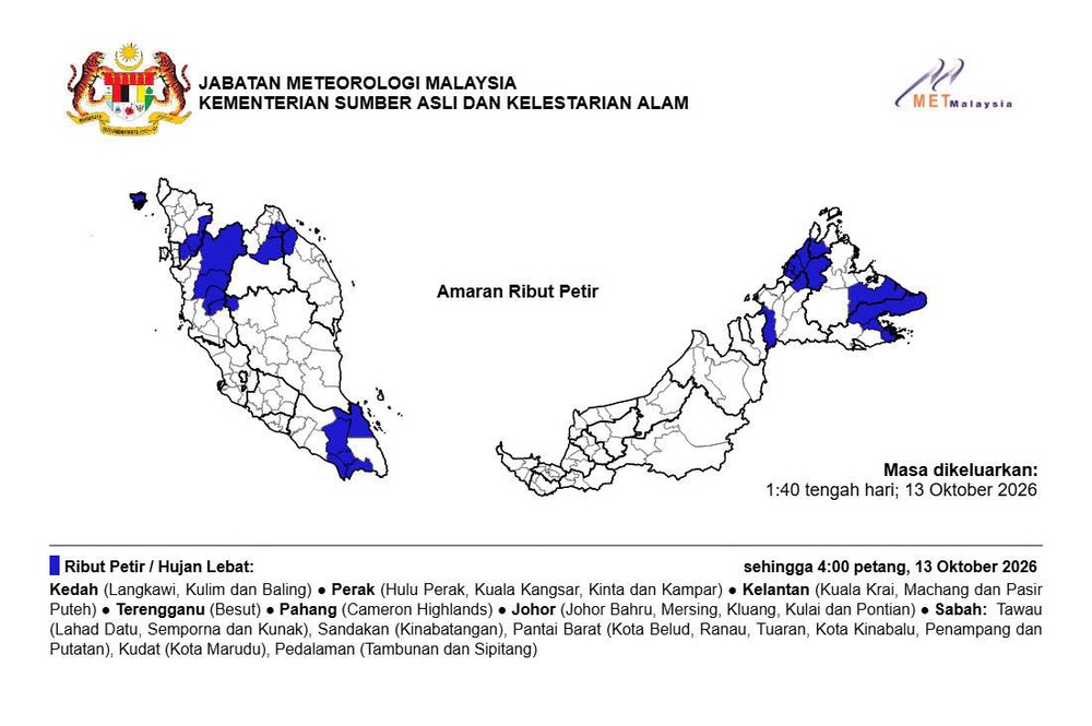 Image from: 7 Negeri Diramal Hujan Lebat Petang Ini