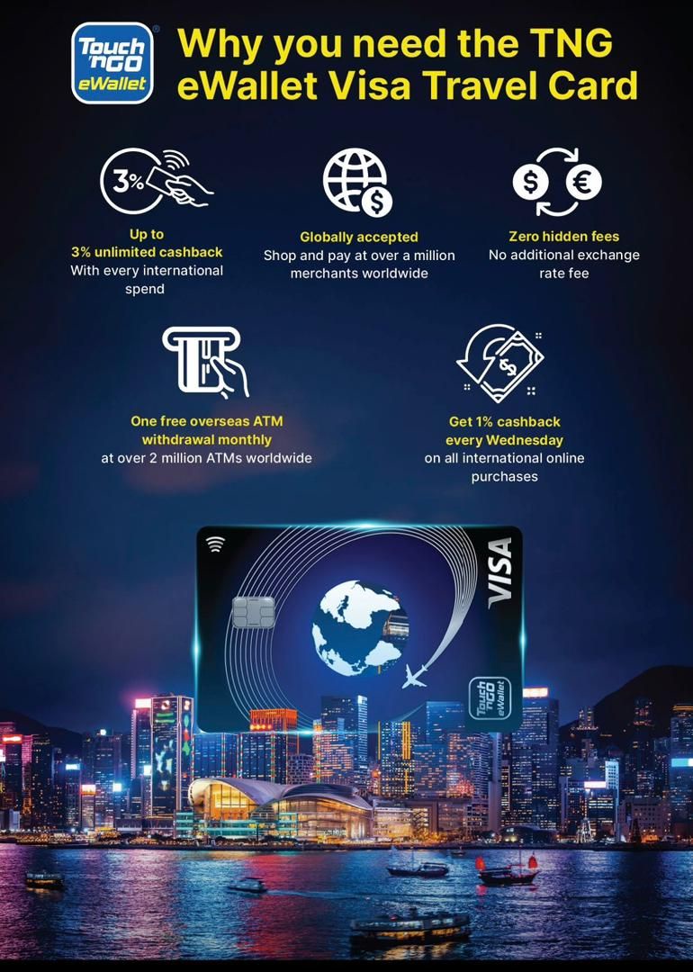 TNG eWallet Visa Travel Card高达3%无限现金回馈：优惠延长至2026年底