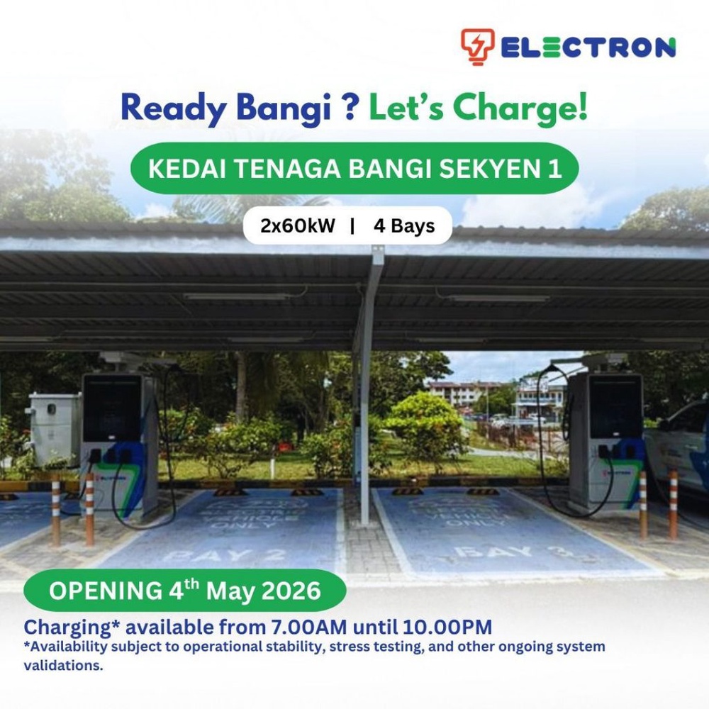 Image from: TNB Electron opens up 4x DC Charge points at Kedai Tenaga Bangi Seksyen 1
