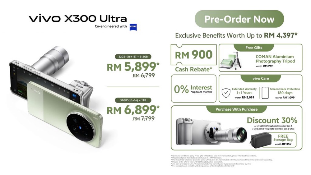 Image from: Vivo X300 Ultra & X300 FE launched in Malaysia with telephoto extender lens, priced from RM3,299