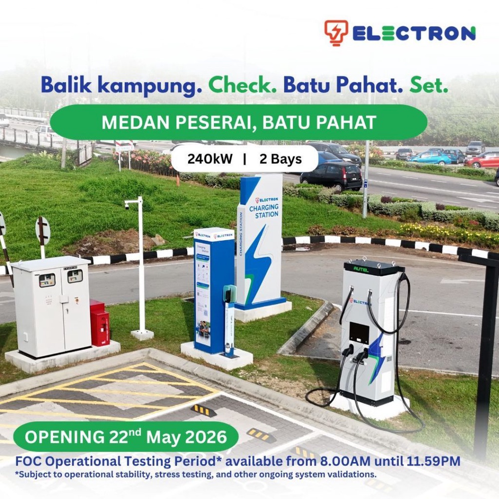 Image from: TNB Electron turns on 240kW DC Charger at Medan Peserai Batu Pahat