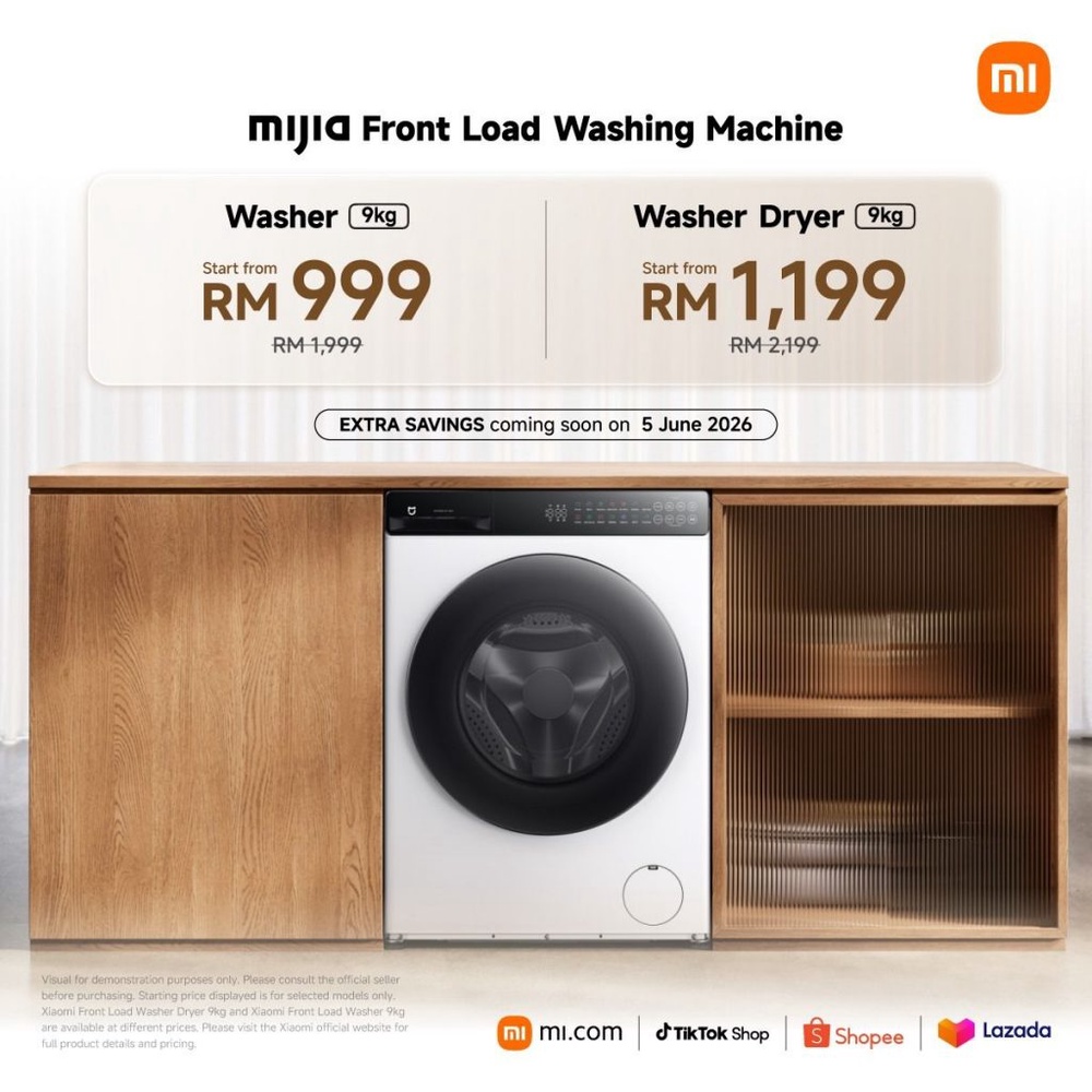 Image from: Xiaomi Malaysia introduces new smart home appliances: Front load washer from RM999, 715L fridge for RM2,799
