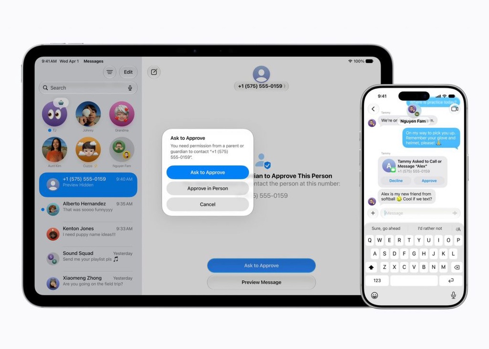 Image from: Apple enhances child safety features, including letting parents decide who kids can talk to