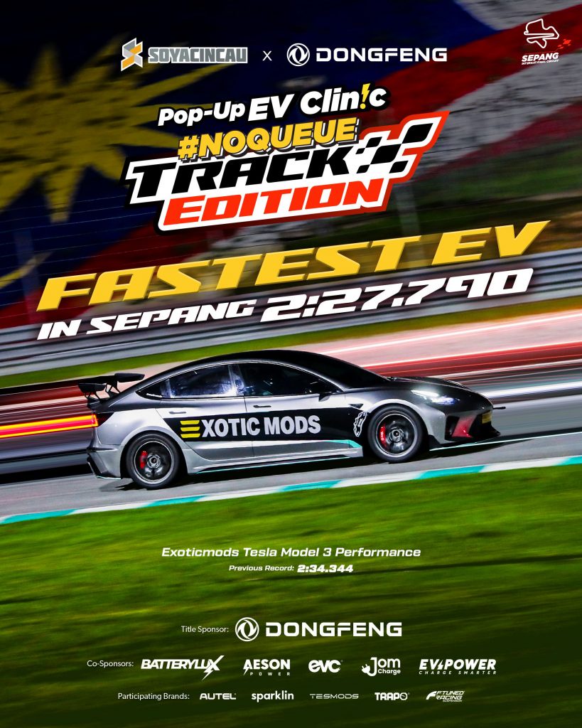 Image from: Fastest EV at Malaysia’s biggest EV Track Day: Exotic Mods Tesla Model 3 Performance – 2:27.790