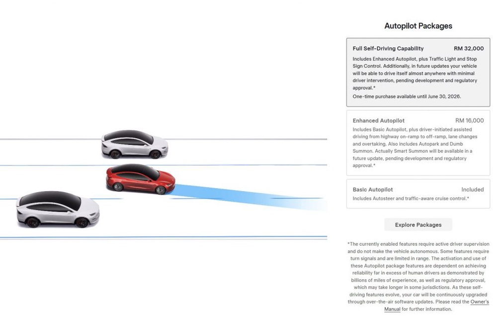Image from: Tesla Malaysia: Full Self-Driving one-time purchase option no longer available from 1st July 2026