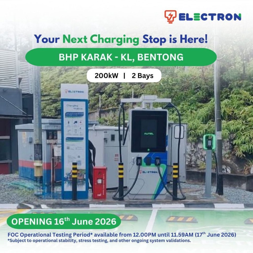 Image from: TNB Electron turns on 200kW DC Charger at BHPetrol Karak to KL near Bentong Toll Plaza