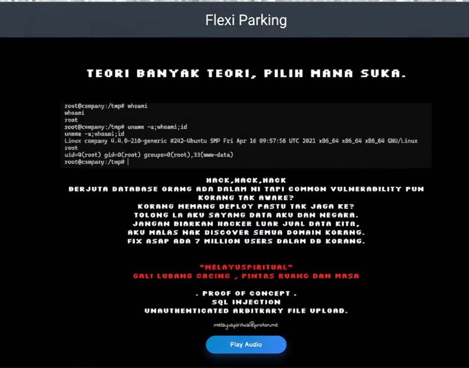 Image from: Flexi Parking system hit by cyberattack, 64 local authorities affected