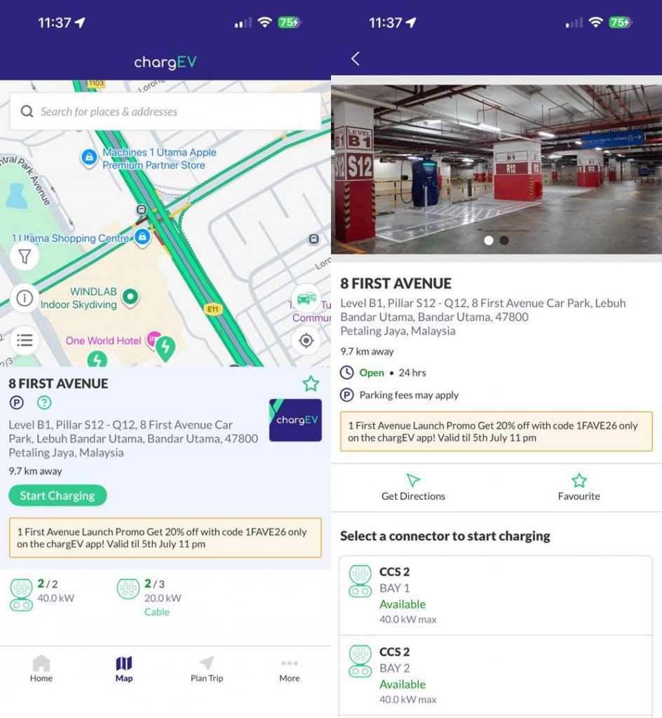 Image from: ChargEV deploy EV chargers at 1 First Avenue and 8 First Avenue in Bandar Utama