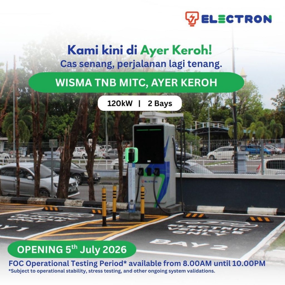 Image from: TNB Electron turns on 120kW DC Charger at Wisma TNB MITC Ayer Keroh