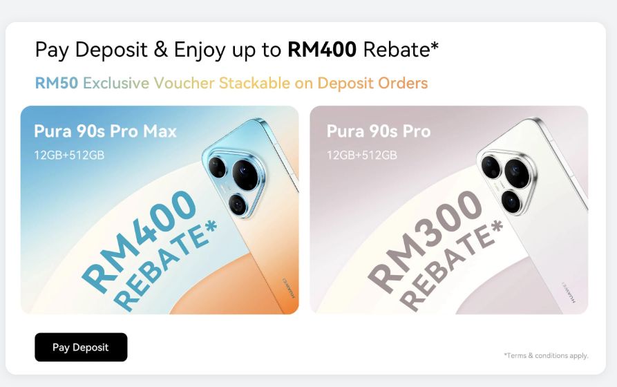 Image from: Huawei Pura 90s Pro and Pura 90s Pro Max launching in Malaysia on 14 July, available up to RM400 rebate