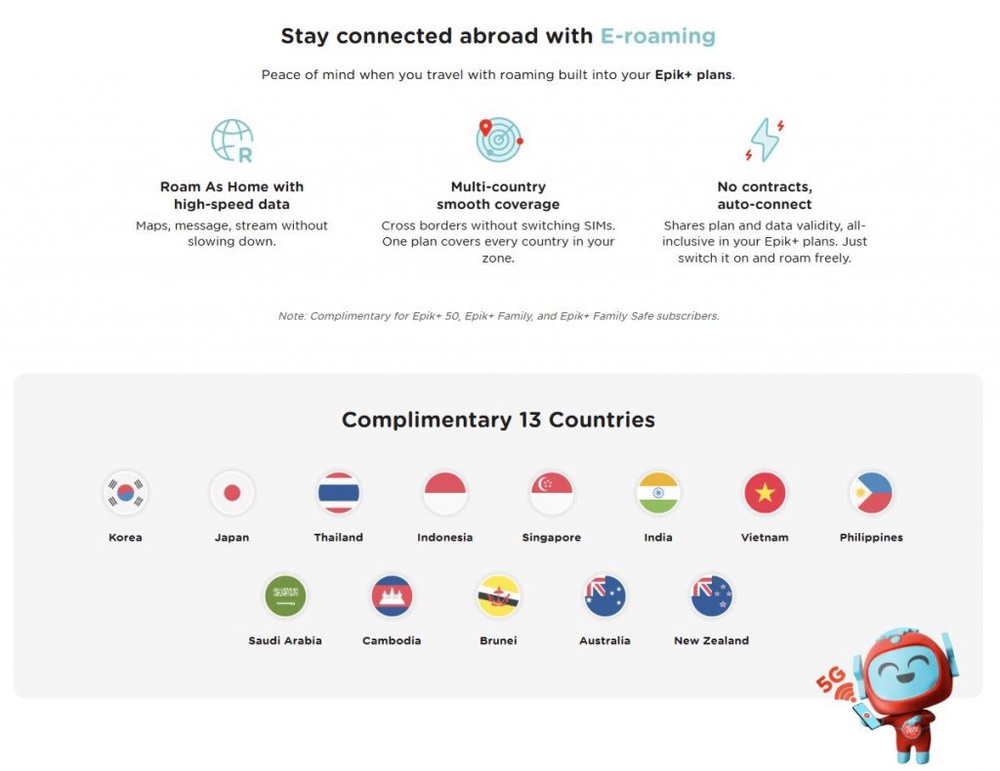 Image from: E-Roaming: Tune Talk offers free Data Roaming in 13 countries on Epik+ 50, Family and Epik+ Family Safe Plans