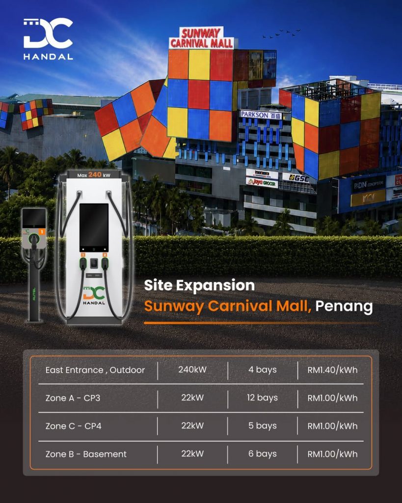 Image from: DC Handal turns on 240kW DC Charger at Sunway Carnival Mall