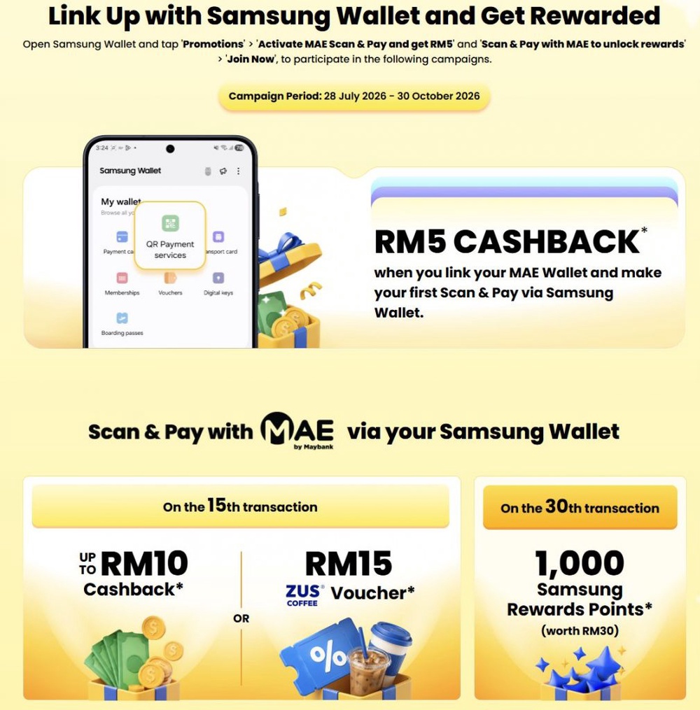 Image from: Maybank offers cashback when you link your MAE Wallet to Samsung Wallet. Here’s how to redeem