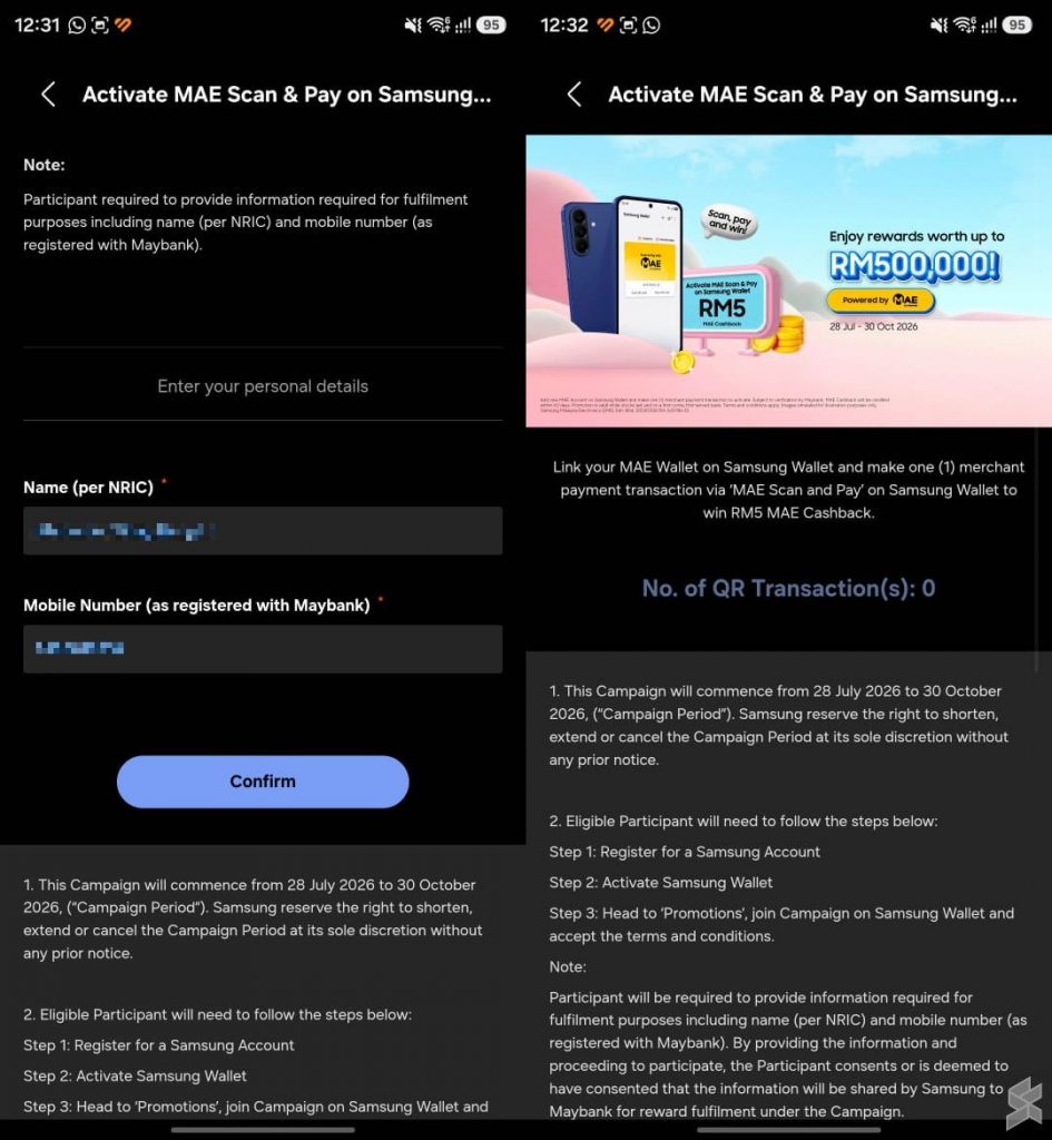 Image from: Maybank offers cashback when you link your MAE Wallet to Samsung Wallet. Here’s how to redeem