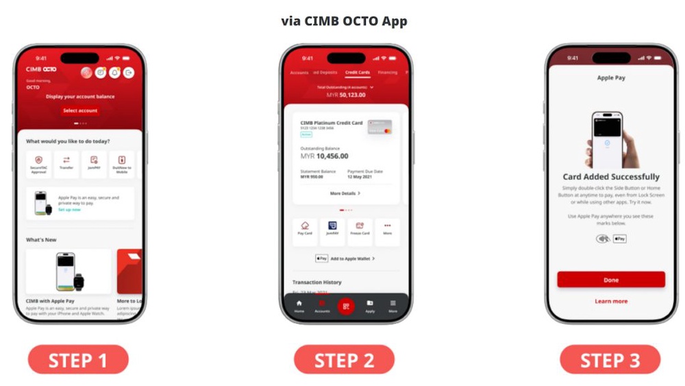 Image from: CIMB Malaysia now supports Apple Pay: Limited to credit cards, get up to RM118 cashback