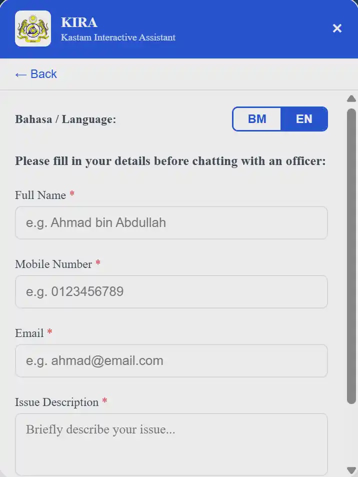 Image from: Malaysia’s Customs department introduces live chat powered by ‘Actual Intelligence’, but there’s a catch