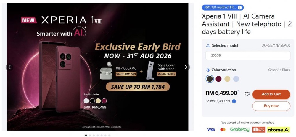 Image from: Sony Xperia 1 VIII arrives in Malaysia for RM6,499, comes with free WF-1000XM6 earbuds