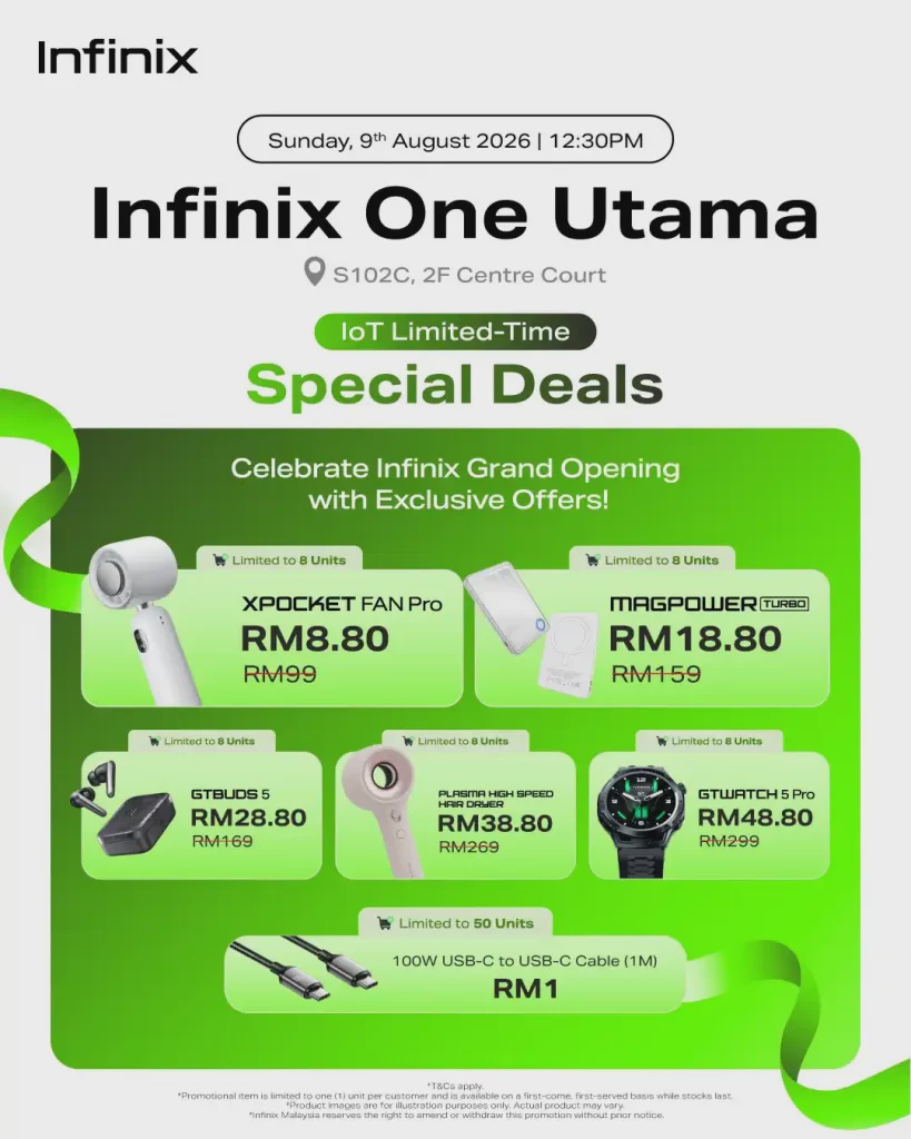 Image from: Infinix opens 1 Utama brand store this Sunday: Here are the opening day promos