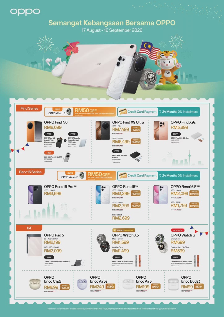 Image from: OPPO Malaysia offers up to RM300 rebate and 0% instalment plans for Merdeka