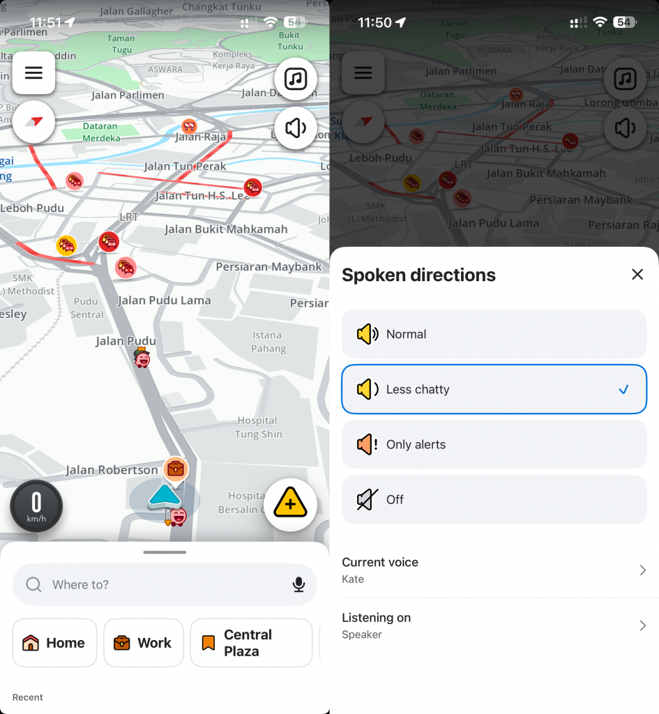Image from: Waze’s new ‘Less Chatty’ mode is now available in Malaysia