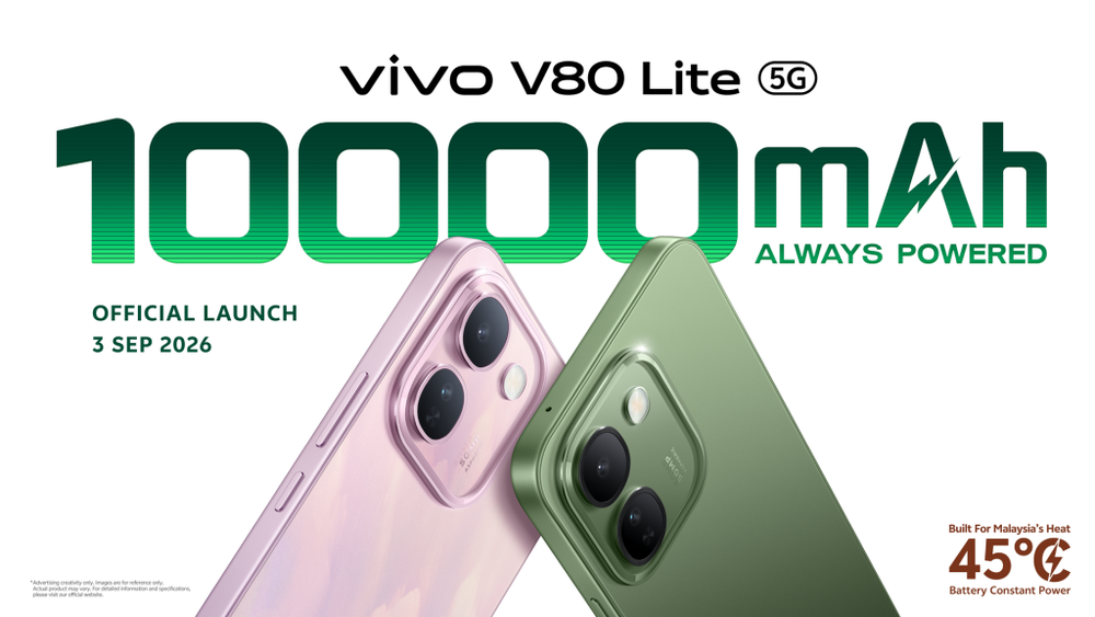Image from: Vivo V80 Lite 5G with 10,000mAh battery is launching in Malaysia on 3 Sept