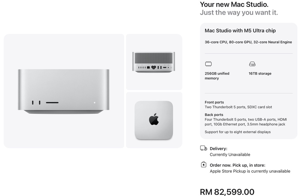 Image from: 苹果新款Mac Studio：搭载M5 Max和M5 Ultra芯片，售价1万零999令吉起