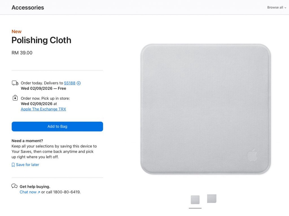Image from: Polishing Cloth 2026: Apple’s new cleaning cloth is now cheaper at RM39