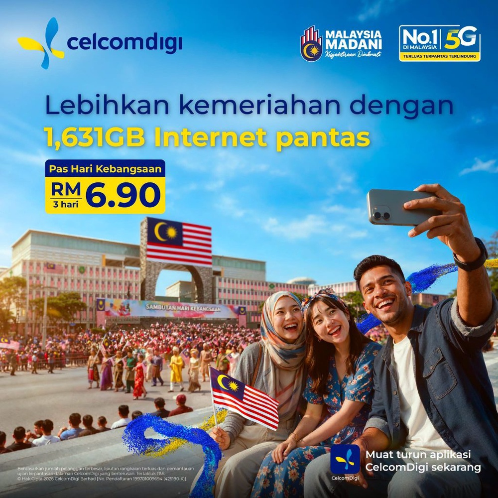 Image from: CelcomDigi offers 1,631GB 3-day National Day pass for RM6.90 until 30 September
