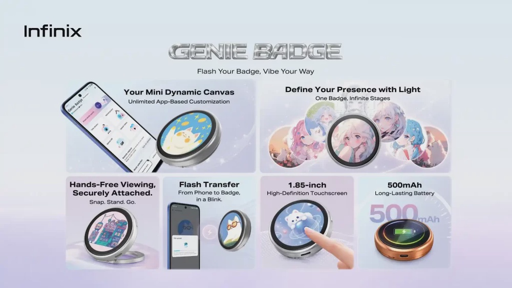 Image from: Infinix Genie Badge in Malaysia: Wearable 1.85 inch mini display, priced for RM199