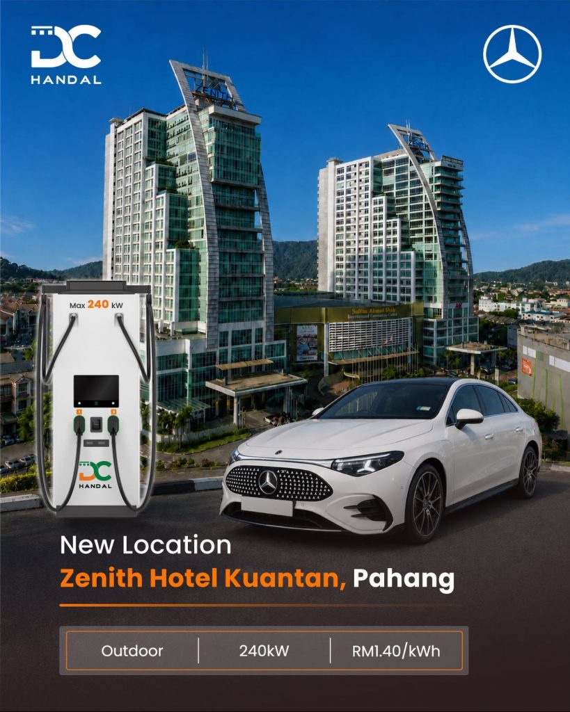 Image from: DC Handal deploys 240kW DC Charger at Zenith Hotel Kuantan