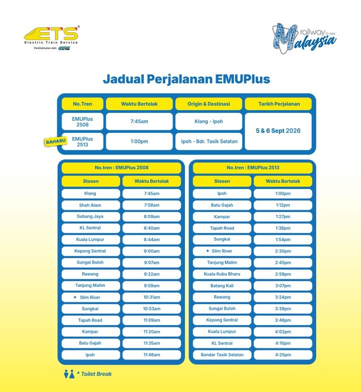 Image from: KTMB EMUPlus adds Bandar Tasik Selatan stop from 4 to 6 September: Here’s what you need to know
