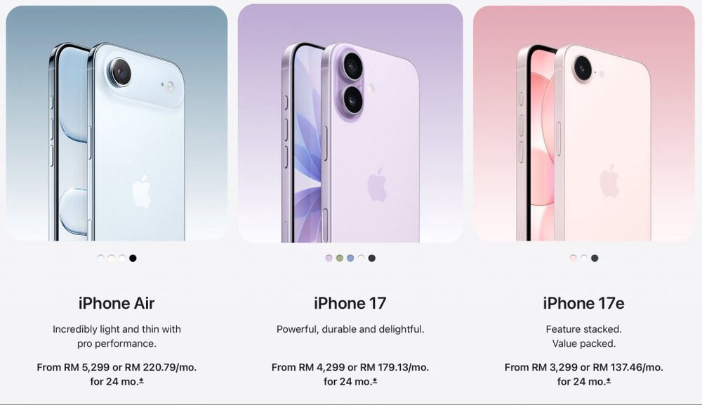 Image from: Apple raises iPhone Air, iPhone 17 and 17e prices by up to RM1,300