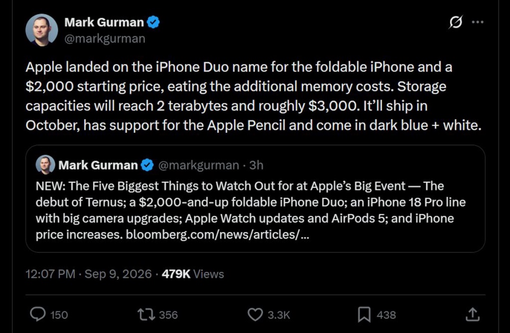 Image from: Not iPhone Ultra. Apple’s foldable is called iPhone Duo, and here’s what to expect