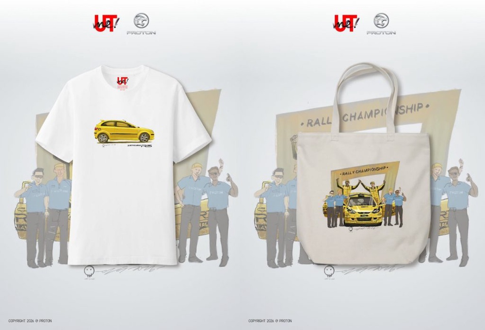 Image from: Uniqlo Proton Collection coming soon: Featuring e.MAS 7, S70, X50, Satria Neo R3, and 1985 Saga