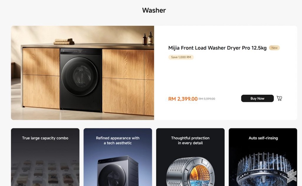 Image from: Xiaomi debuts Mijia Front Load Washer Dryer Pro in Malaysia for as low as RM2,399