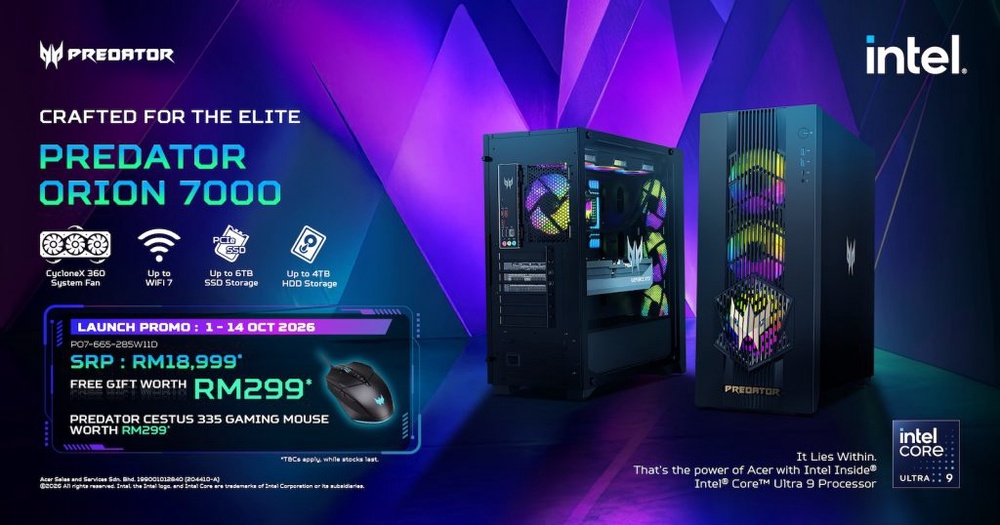 Image from: Predator Orion 7000 launched with Intel Core Ultra 9, NVIDIA GeForce RTX 5080 and 32GB RAM at RM18,999