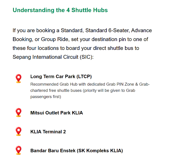 Image from: Heading to Sepang International Circuit for F1 Bahrain Grand Prix? Here are the Grab drop off and shuttle rules