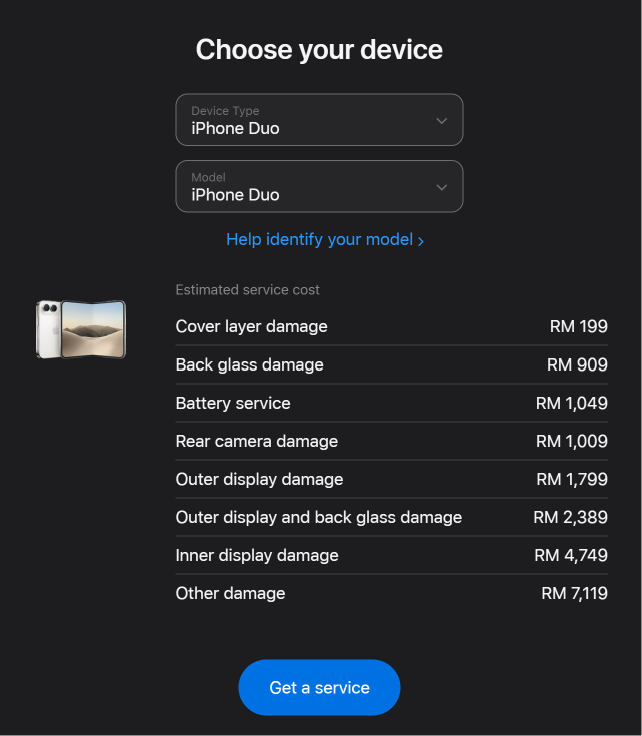 Image from: iPhone Duo’s inner screen costs RM4,749 to repair: Here’s why you need Apple Care+