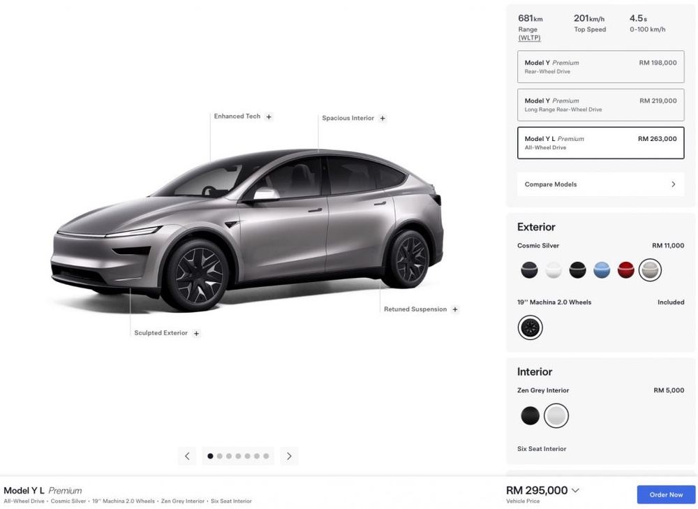 Image from: Tesla Model Y L gets free Acceleration Boost in Malaysia, 0-100km/h in 4.5 seconds