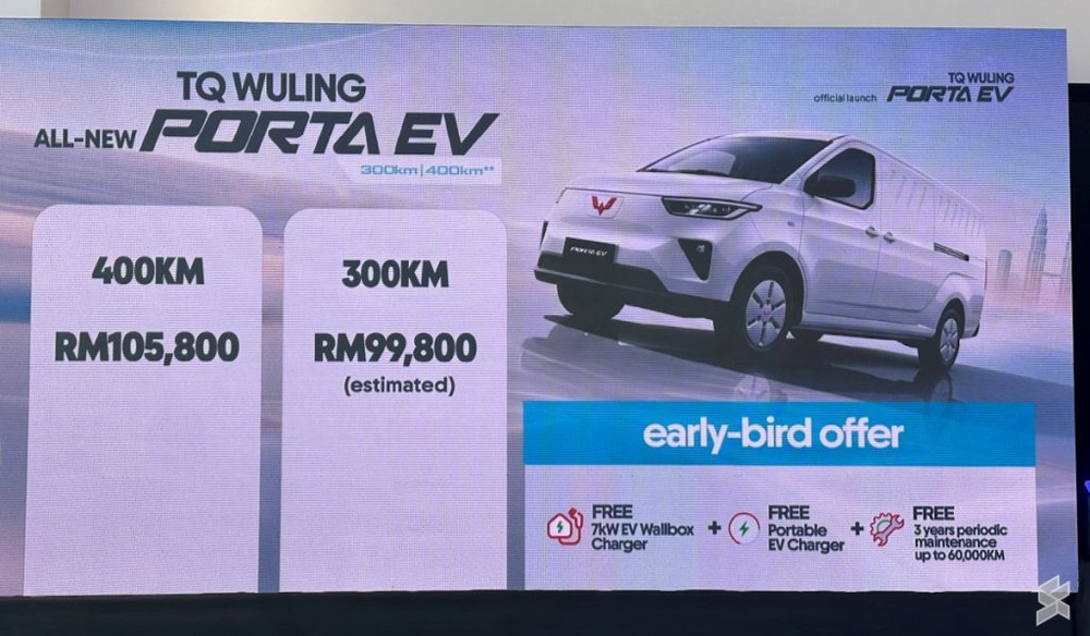 Image from: TQ Wuling Porta EV launched in Malaysia: Up to 400km CLTC range, 1.1-tonne payload, priced from RM99,800