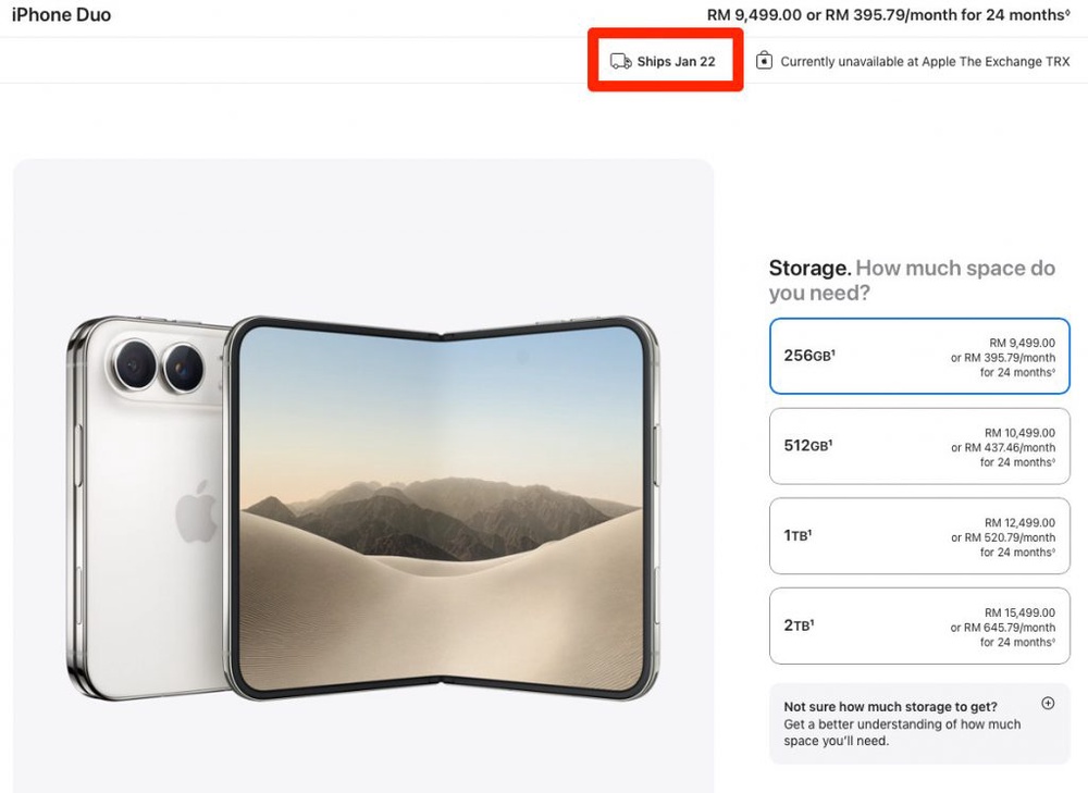 Image from: iPhone Duo pre-orders mostly sold out in Malaysia, Apple Store delivery slips to January 2027