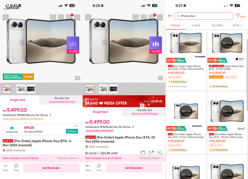 Image from: iPhone Duo pre-orders mostly sold out in Malaysia, Apple Store delivery slips to January 2027