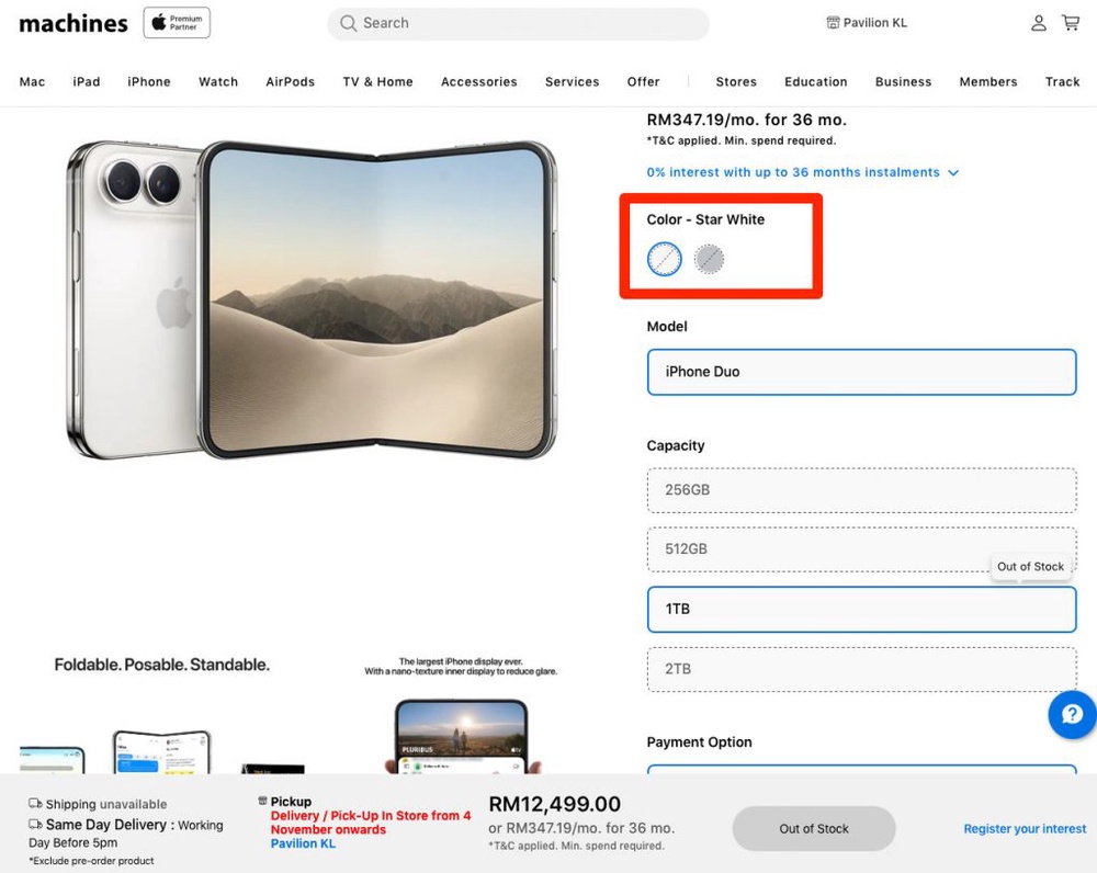 Image from: iPhone Duo pre-orders mostly sold out in Malaysia, Apple Store delivery slips to January 2027