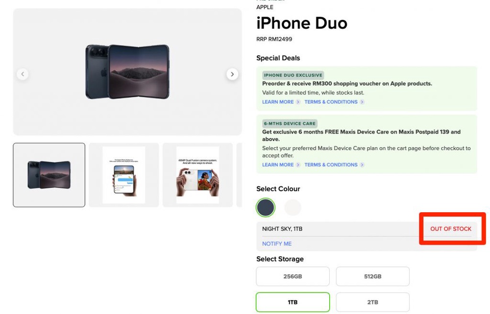 Image from: iPhone Duo pre-orders mostly sold out in Malaysia, Apple Store delivery slips to January 2027