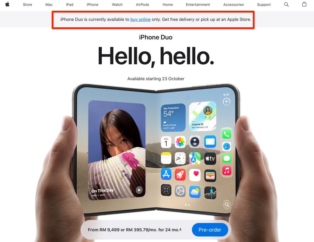 Image from: Didn’t pre-order iPhone Duo? Don’t queue at Apple Store TRX this Friday