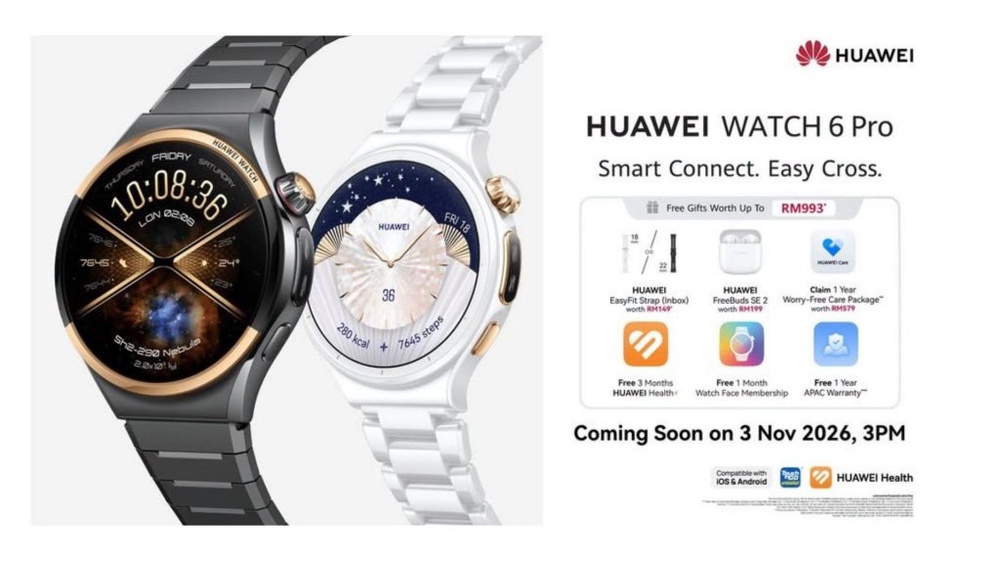 Image from: Huawei Watch 6 Series and FreeBuds SE 5 Max Malaysia: Pre-orders now open with free gifts worth up to RM993