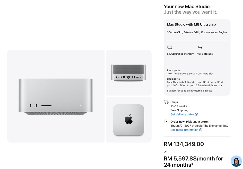 Image from: 苹果512GB内存版Mac Studio登场：比256GB配置贵逾5万令吉
