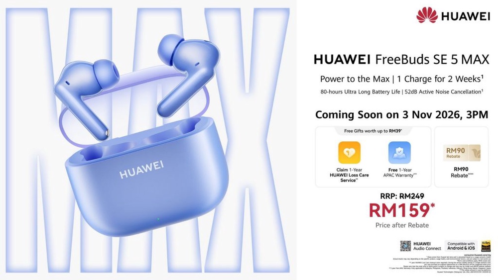 Image from: Huawei Watch 6 Series and FreeBuds SE 5 Max Malaysia: Pre-orders now open with free gifts worth up to RM993