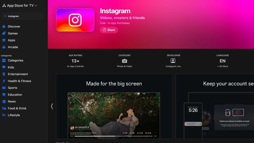 Image from: Instagram launches dedicated Apple TV app in Malaysia with Reels and live streams
