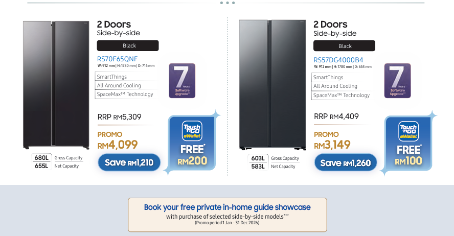 Image from: Samsung Malaysia Year-End Promo: Up to RM650 TNG eWallet, free Ogawa Massagers for selected Samsung appliances